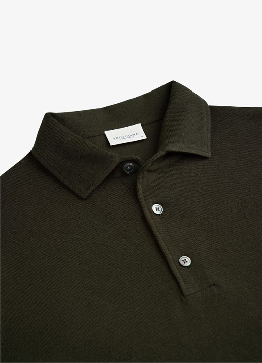 Profuomo Fijngebreide trui in zijdeblend met polokraag - detail 2 groen