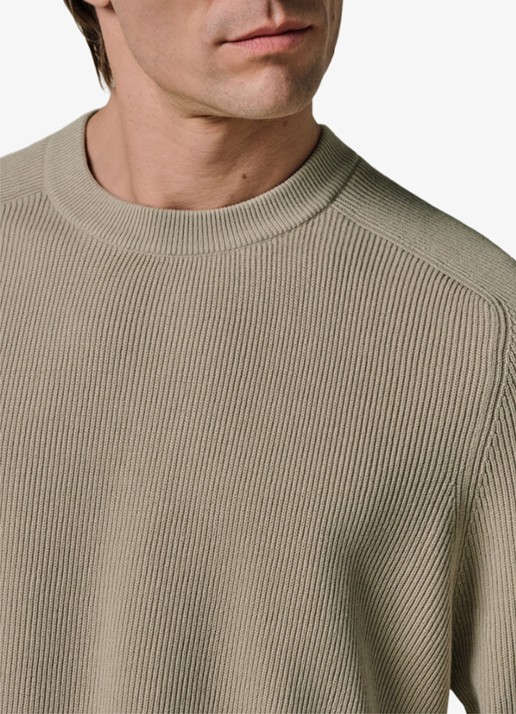Profuomo Fijngebreide trui met ribstructuur - detail 5 beige
