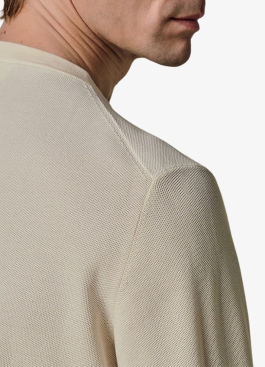 Profuomo Fijngebreide trui met ronde hals - detail 3 gebroken wit