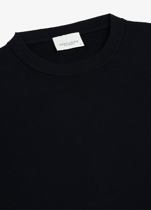 Profuomo Fijngebreide trui met ronde hals - detail 6 blauw