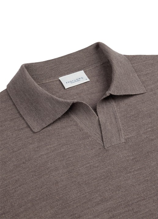 Profuomo Fijngebreide trui van merino wol - detail 5 taupe