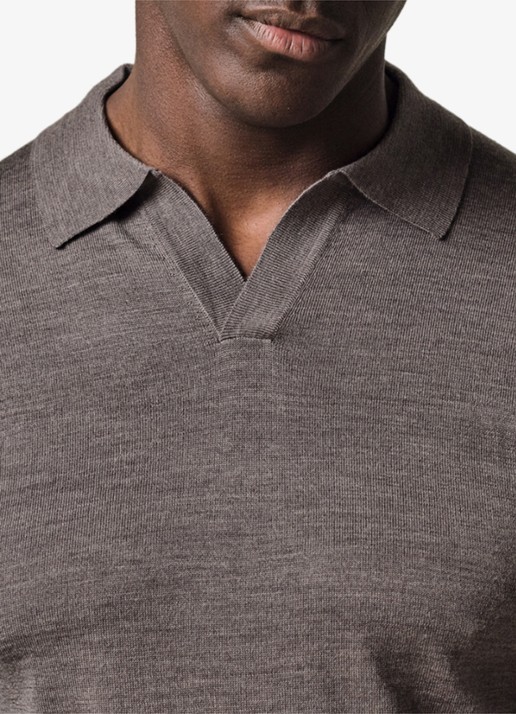 Profuomo Fijngebreide trui van merino wol - detail 6 taupe