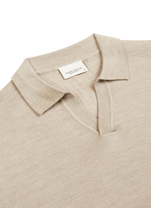 Profuomo Fijngebreide trui van merino wol - detail 4 beige
