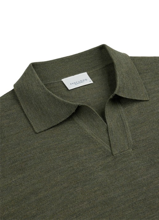 Profuomo Fijngebreide trui van merino wol - detail 4 groen