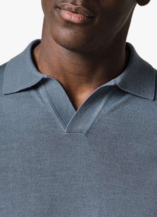Profuomo Fijngebreide trui van merino wol - detail 4 blauw