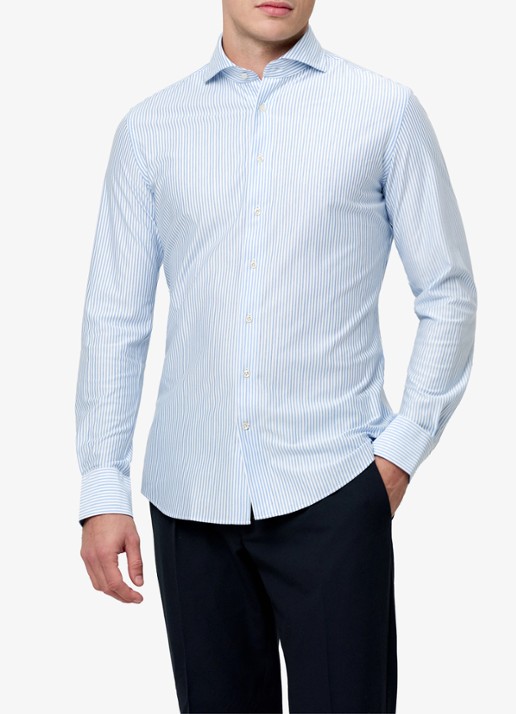 Profuomo Japanese Knitted slim fit overhemd met streepprint