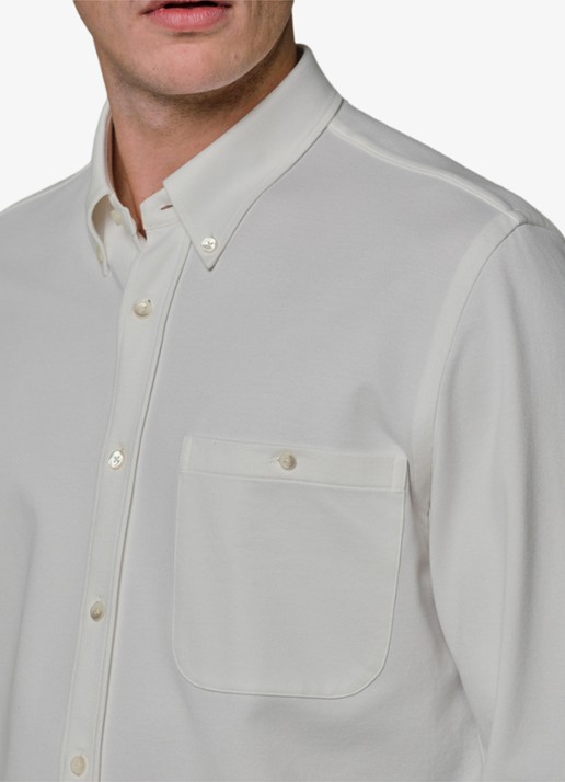 Profuomo Japanese knitted slim fit overhemd - detail 5 wit