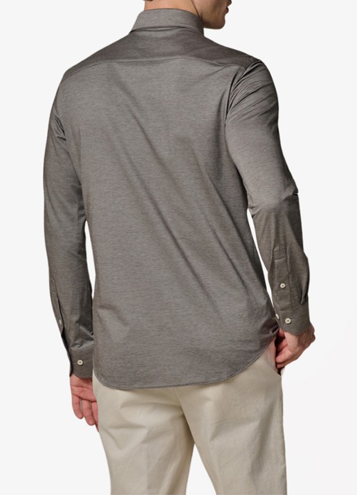 Profuomo Japanese knitted slim fit shirt - achterkant 3 middenbruin