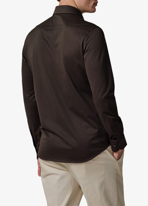 Profuomo Japanese knitted slim fit shirt - achterkant 3 bruin