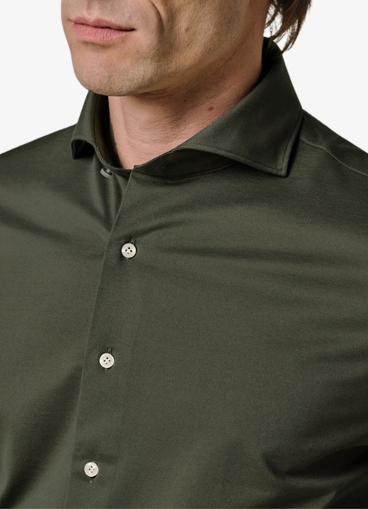 Profuomo Japanese knitted slim fit shirt - detail 5 donkergroen