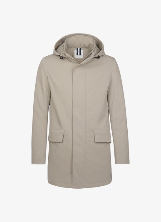 Profuomo Jas met capuchon - voorkant beige