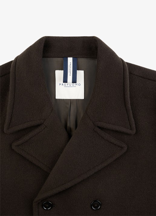 Profuomo Jas van wol met steekzakken - detail 2 donkerbruin