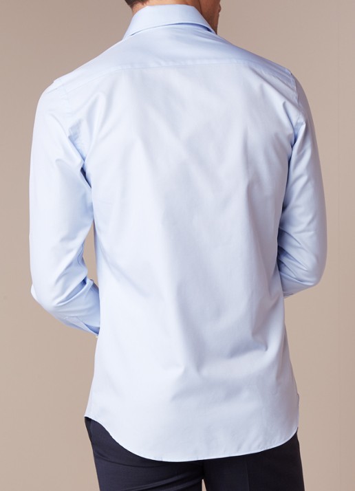 Profuomo Lichtblauw slim fit overhemd met wide spread-kraag - achterkant lichtblauw