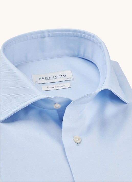 Profuomo Lichtblauw slim fit overhemd met wide spread-kraag - detail 5 lichtblauw