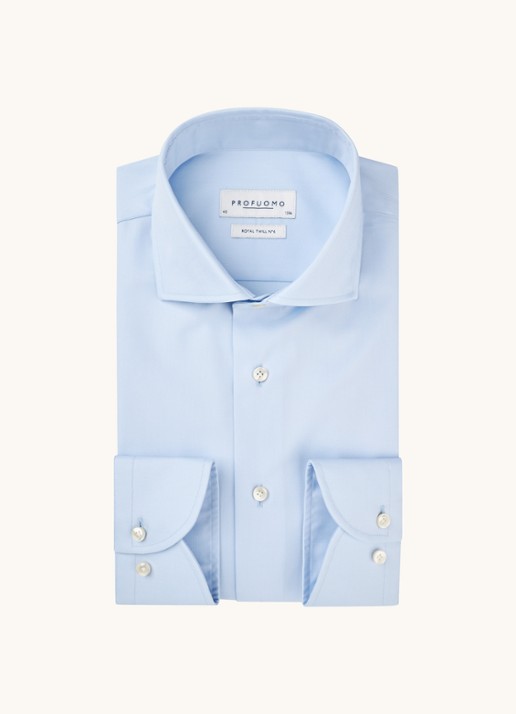 Profuomo Lichtblauw slim fit overhemd met wide spread-kraag - voorkant 3 lichtblauw