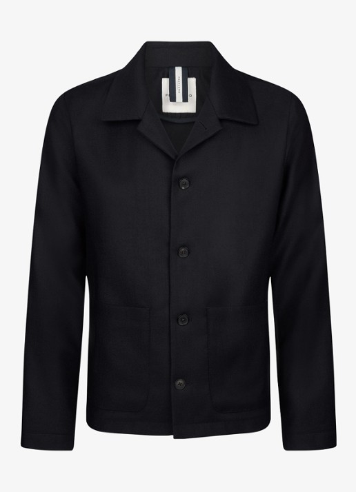Profuomo Light wol overshirt - detail 2 donkerblauw