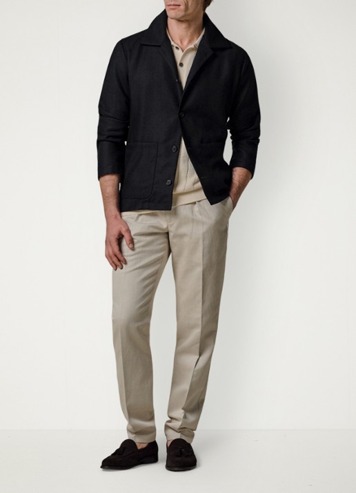 Profuomo Light wol overshirt - voorkant 6 donkerblauw