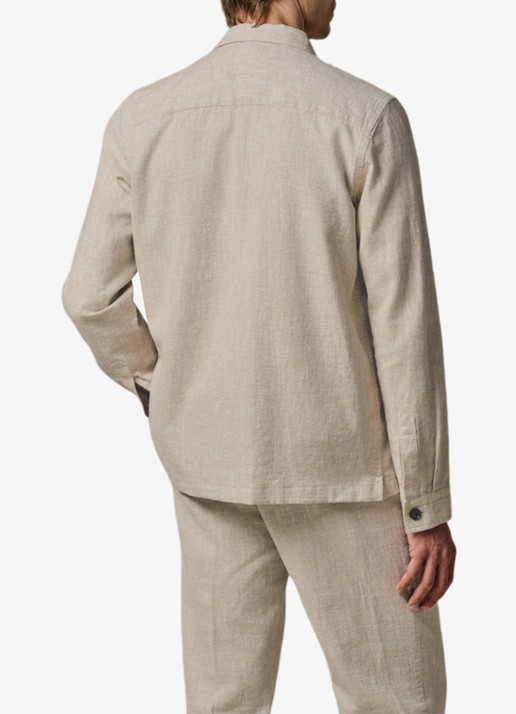 Profuomo Linen katoenen overshirt - achterkant beige