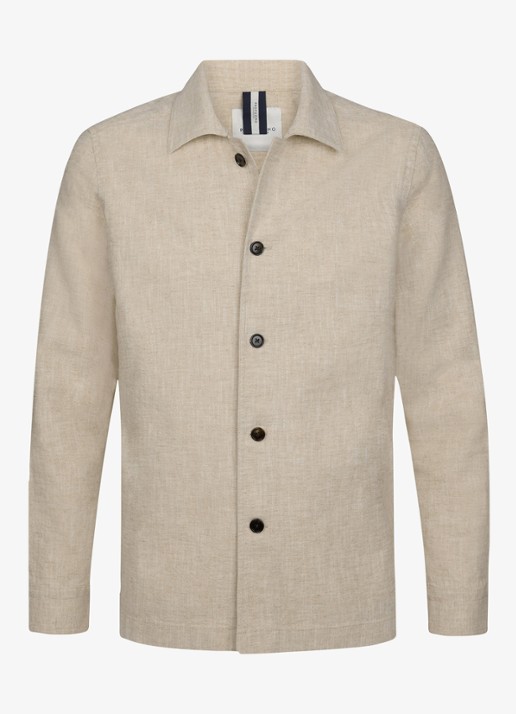 Profuomo Linen katoenen overshirt - detail 5 beige