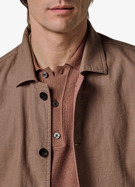 Profuomo Linen overshirt - detail 4 clay