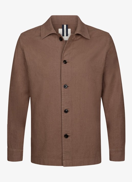 Profuomo Linen overshirt - voorkant clay
