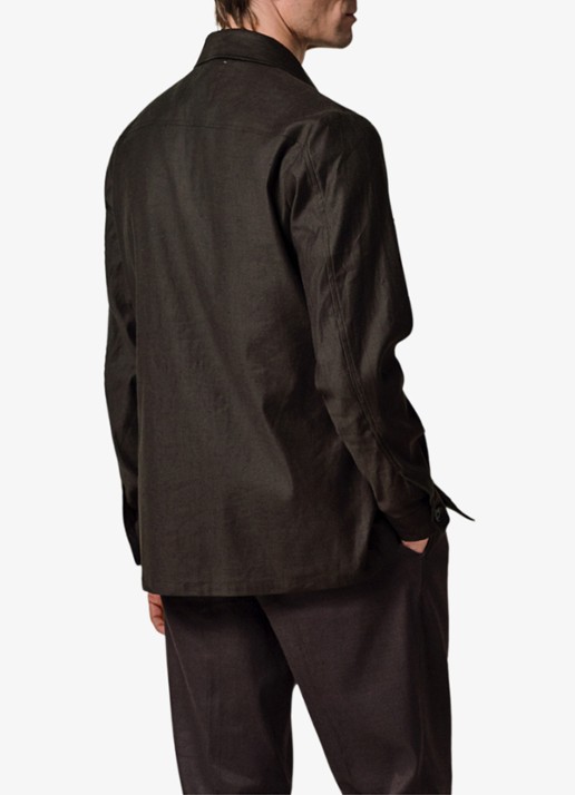 Profuomo Linen overshirt - achterkant 6 donkerbruin
