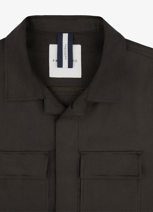 Profuomo Linen overshirt - detail 5 donkerbruin