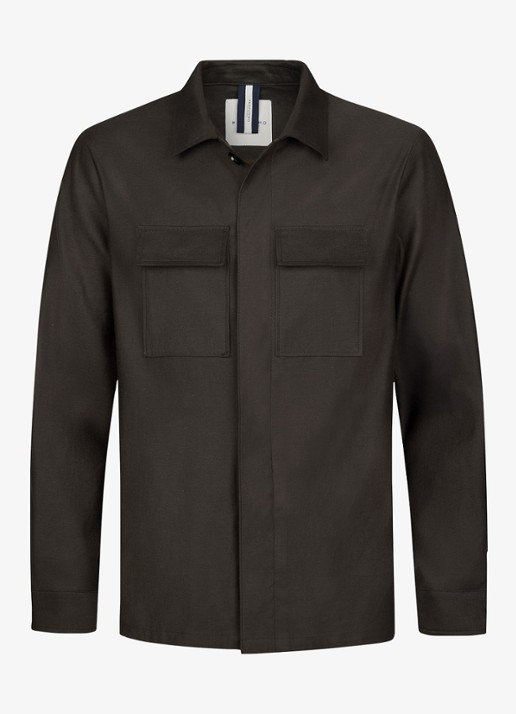 Profuomo Linen overshirt - voorkant donkerbruin