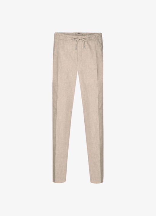 Profuomo Loose fit broek in linnenblend - voorkant beige