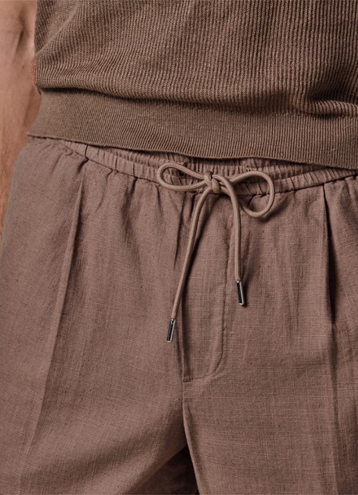 Profuomo Loose fit broek in linnenblend - detail 5 clay