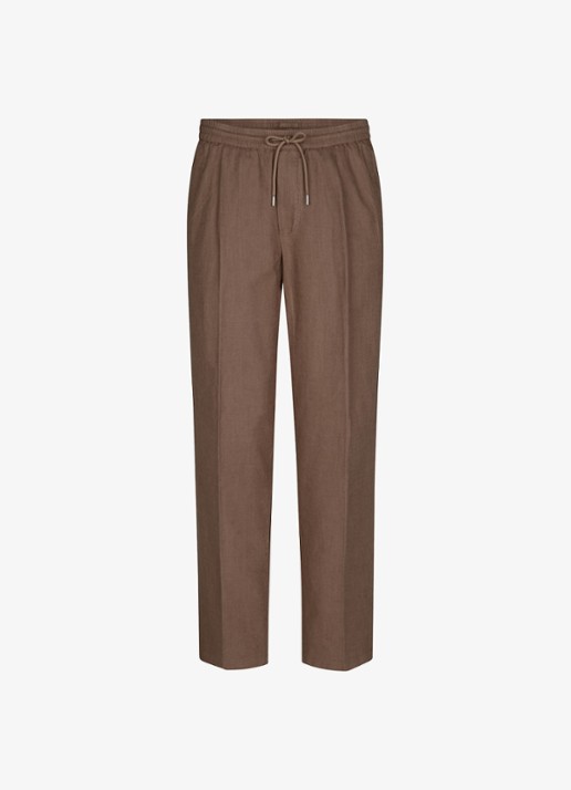 Profuomo Loose fit broek in linnenblend - voorkant 2 clay