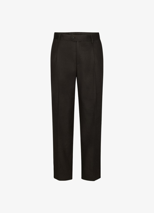 Profuomo Loose fit chino in linnenblend - voorkant 2 donkerbruin