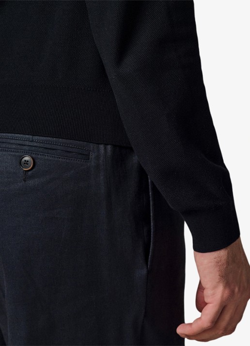 Profuomo Loose fit chino in linnenblend - detail 5 donkerblauw