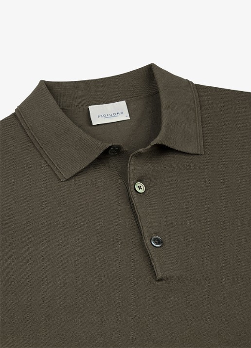 Profuomo Luxury basic polo in lyocell blend - detail 6 bruin