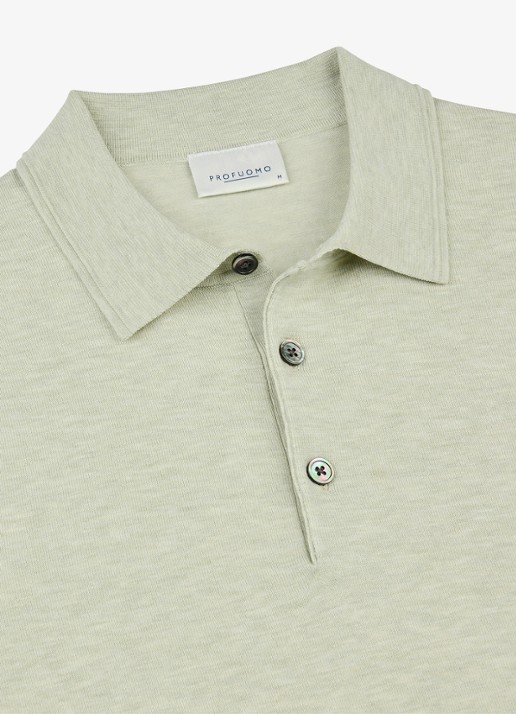 Profuomo Luxury basic polo in lyocell blend - detail 6 lichtgroen