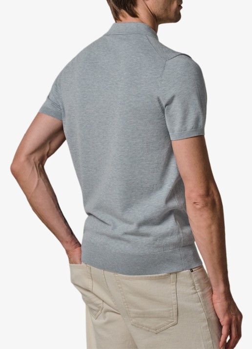 Profuomo Luxury basic polo in lyocell blend - achterkant blauw