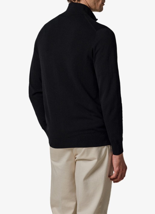 Profuomo Luxury fijngebreid vest  - achterkant donkerblauw