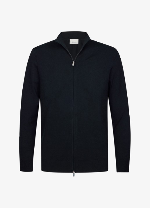 Profuomo Luxury fijngebreid vest  - voorkant 5 donkerblauw