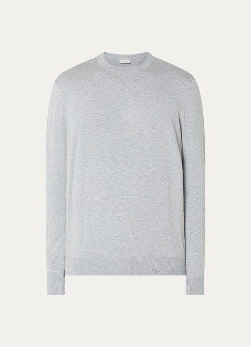 Profuomo Luxury fijngebreide pullover  - voorkant lichtgrijs