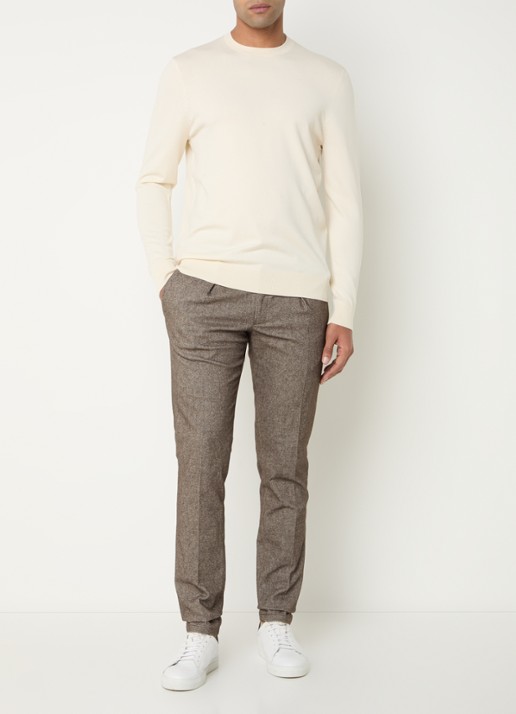 Profuomo Luxury fijngebreide pullover  - voorkant 3 gebroken wit