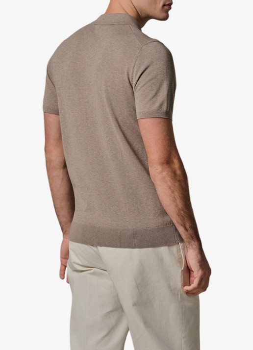 Profuomo Luxury regular fit polo met gemêleerd dessin - achterkant 3 beige