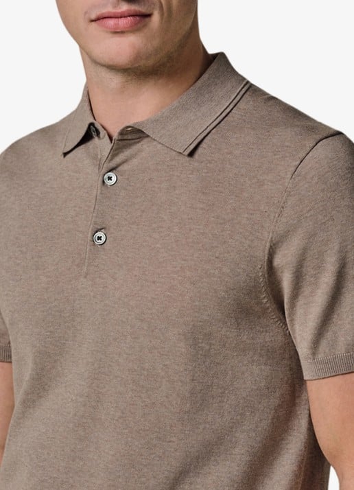Profuomo Luxury regular fit polo met gemêleerd dessin - detail 6 beige