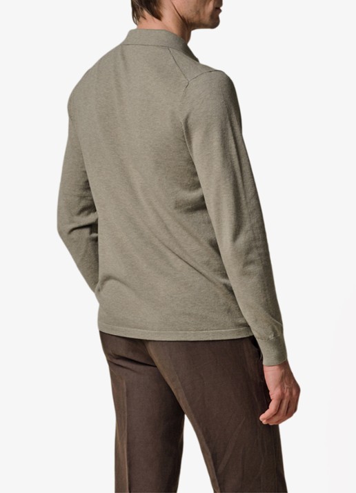 Profuomo Luxury regular fit polo met halve rits - achterkant 3 beige