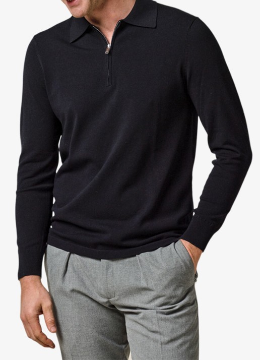Profuomo Luxury regular fit polo met halve rits