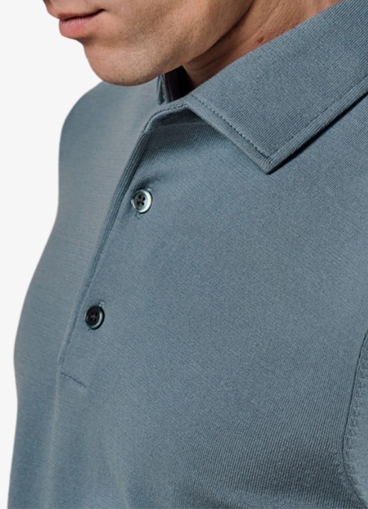 Profuomo Luxury regular fit polo - detail 5 blauwgrijs