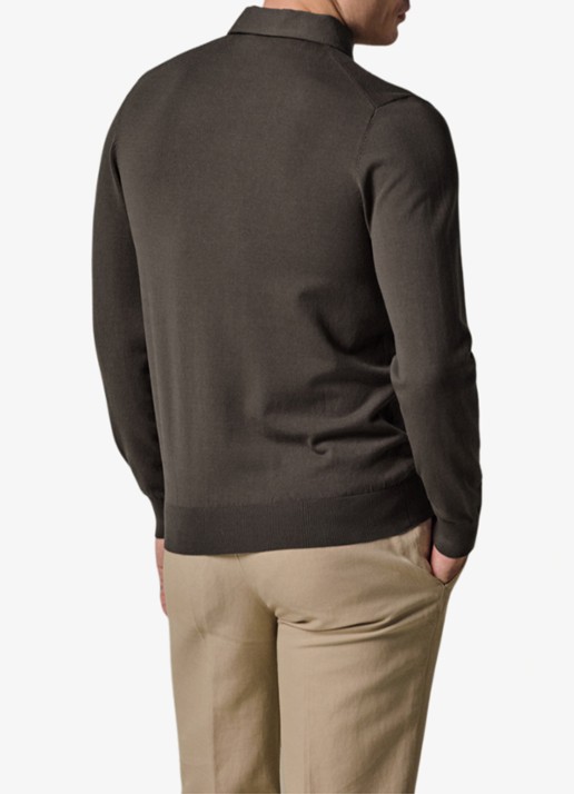Profuomo Luxury regular fit polo - achterkant bruin