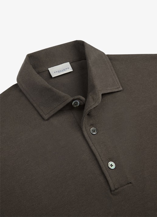 Profuomo Luxury regular fit polo - detail 3 bruin