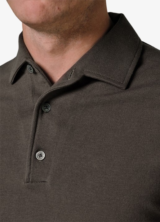 Profuomo Luxury regular fit polo - detail 4 bruin