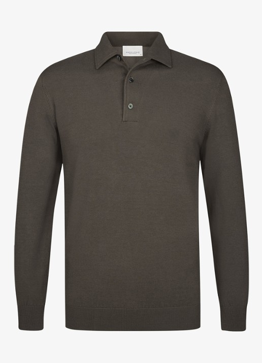 Profuomo Luxury regular fit polo - voorkant 5 bruin