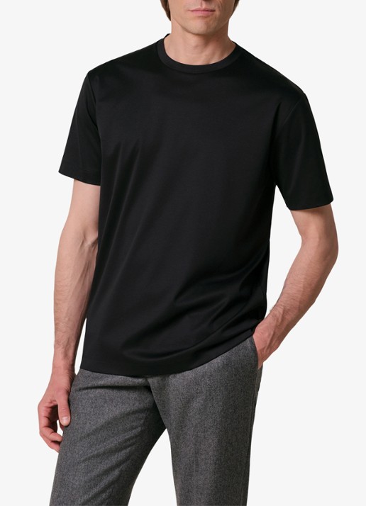 Profuomo Luxury T-shirt met stretch - detail 3 zwart